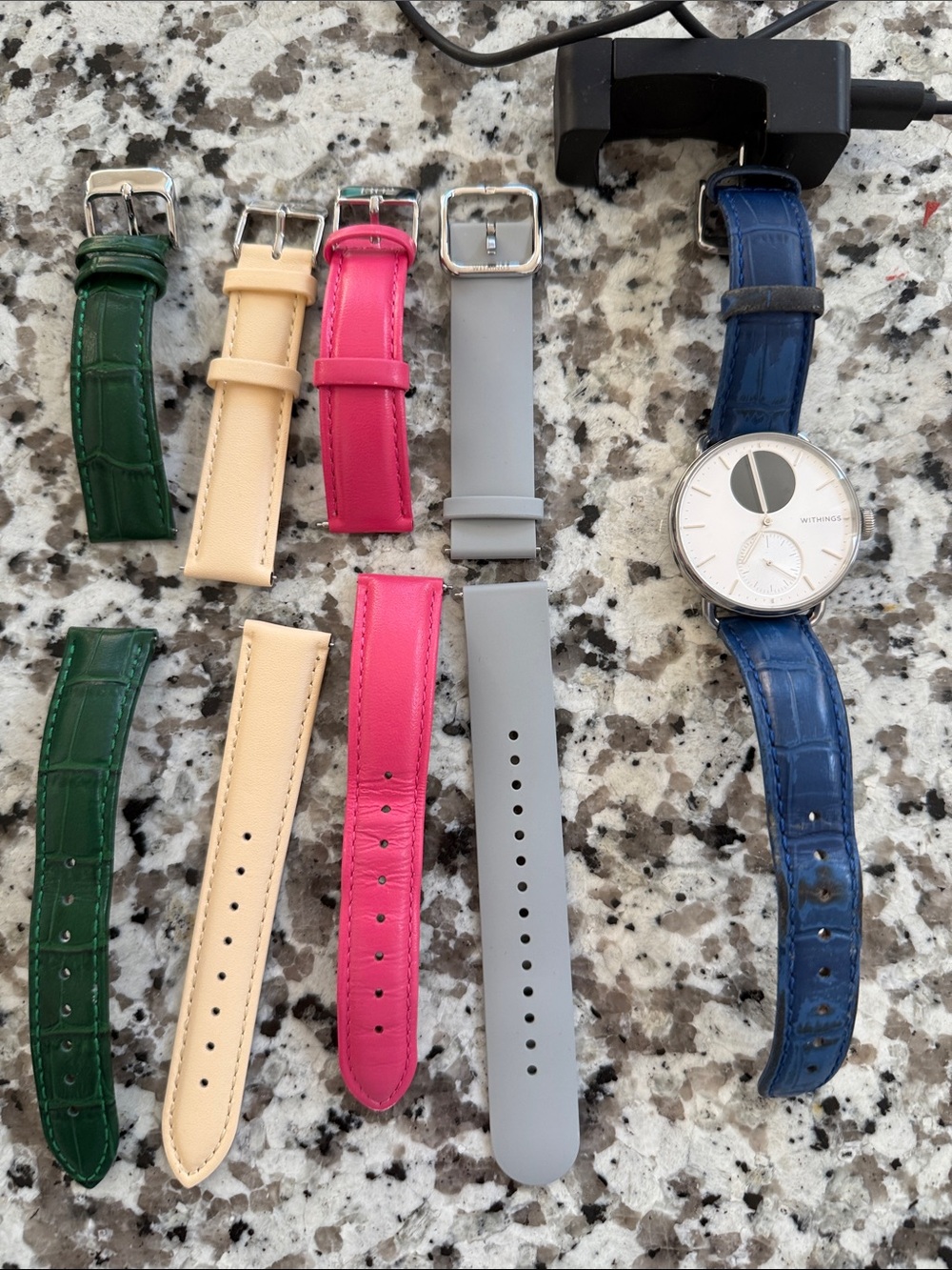 Withings ScanWatch 2 Silver with Interchangeable Straps - Blue & Multi-Color Set